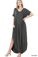 Load image into Gallery viewer, Viscose Fabric V-Neck Short Sleeve Maxi Dress
