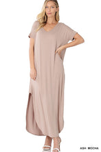 Load image into Gallery viewer, Viscose Fabric V-Neck Short Sleeve Maxi Dress
