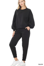 Load image into Gallery viewer, Balloon Sleeve Sweatshirt &amp; Sweatpants Set
