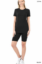 Load image into Gallery viewer, Cotton Round Neck Top &amp; Bike Shorts Set
