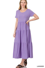 Load image into Gallery viewer, Short Sleeve Tiered Midi Dress
