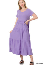 Load image into Gallery viewer, Short Sleeve Tiered Midi Dress
