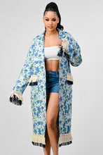 Load image into Gallery viewer, ATHINA FLORAL PRINT TASSLE TRENCH COAT
