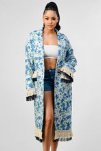 Load image into Gallery viewer, ATHINA FLORAL PRINT TASSLE TRENCH COAT
