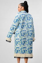 Load image into Gallery viewer, ATHINA FLORAL PRINT TASSLE TRENCH COAT
