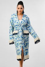 Load image into Gallery viewer, ATHINA FLORAL PRINT TASSLE TRENCH COAT
