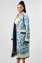 Load image into Gallery viewer, ATHINA FLORAL PRINT TASSLE TRENCH COAT
