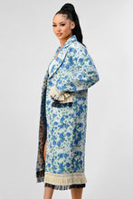 Load image into Gallery viewer, ATHINA FLORAL PRINT TASSLE TRENCH COAT
