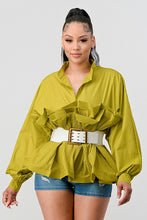 Load image into Gallery viewer, ATHINA PLEATED RUFFLE WASIT BELT LONG  BLOUSE
