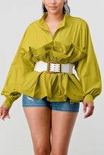 Load image into Gallery viewer, ATHINA PLEATED RUFFLE WASIT BELT LONG  BLOUSE
