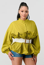 Load image into Gallery viewer, ATHINA PLEATED RUFFLE WASIT BELT LONG  BLOUSE
