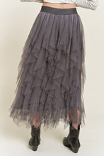 Load image into Gallery viewer, PLUS LAYER POLKA DOT MESH LINED A-LINE MIDI SKIRT
